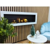 Biokominek wiszący 1200x400 biały połysk z szybą