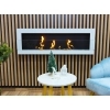 Biokominek wiszący 1200x400 biały połysk z szybą