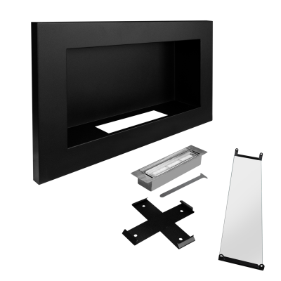 Biokominek 650x400 Slim Czarny z szybą