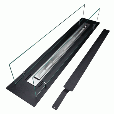 Biokominek do zabudowy wkład  100 cm czarny mat z szybami