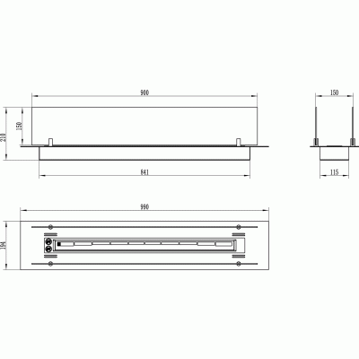 Biokominek do zabudowy wkład  100 cm czarny mat z szybami