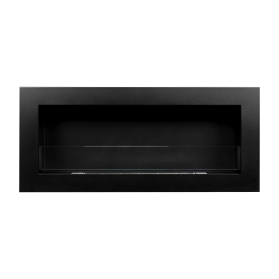 Biokominek 900x400 SLIM Czarny strukturalny z szybą 90x40x12cm