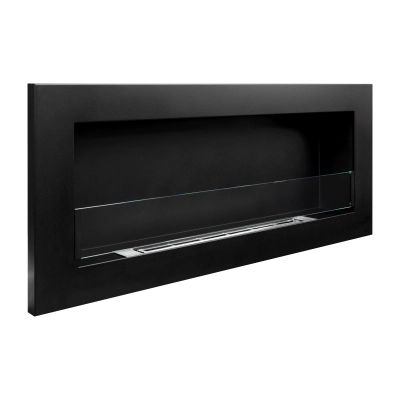 Biokominek 900x400 SLIM Czarny strukturalny z szybą 90x40x12cm