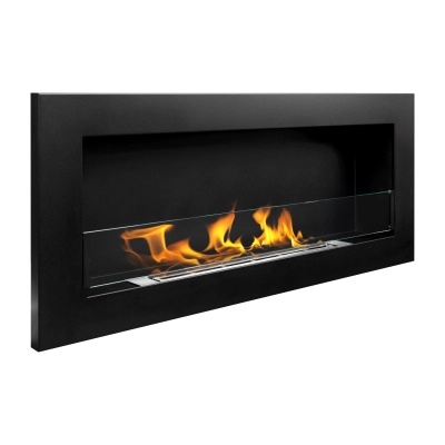 Biokominek 900x400 SLIM Czarny strukturalny z szybą 90x40x12cm