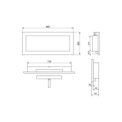 Biokominek 900x400 Czarny Strukturalny