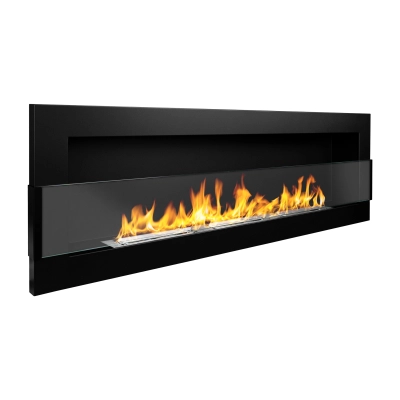 BIOKOMINEK 1200X400 czarny Strukturalny z  szybą