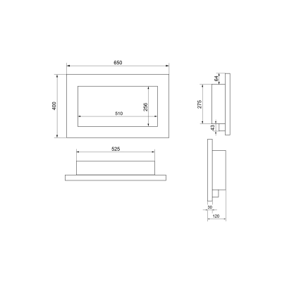 Biokominek wiszący 650x400 czarny strukturalny mat