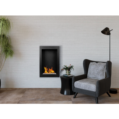 Biokominek wiszący Vertical czarny strukturalny mat 61x39x12cm