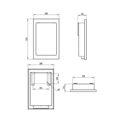 Biokominek wiszący Vertical czarny strukturalny mat 61x39x12cm
