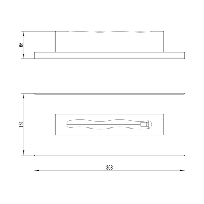 Biokominek Stainless Czarny Połysk 36x6x15cm