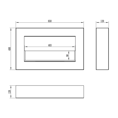 BIOKOMINEK BOX 650X400 czarny z szybą