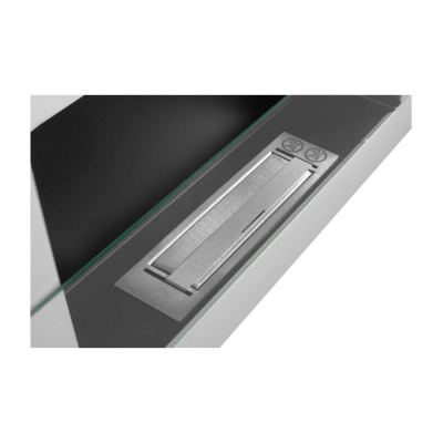 Biokominek wiszący z szybą  650x400 biały połysk