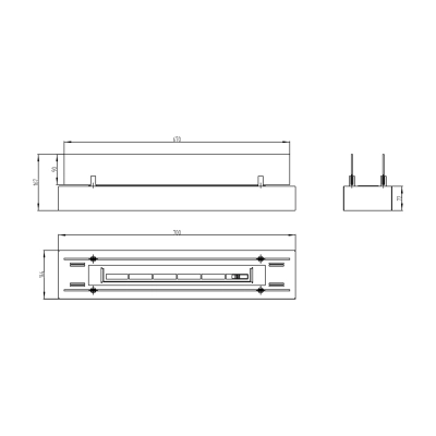 Biokominek wkład z szybą 700mm