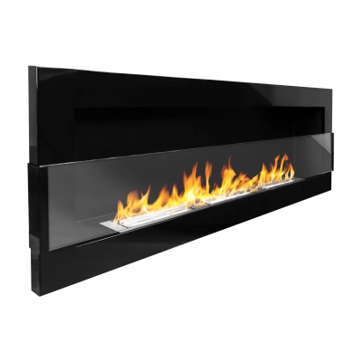 Biokominek wiszący z szybą 1200x400 czarny połysk