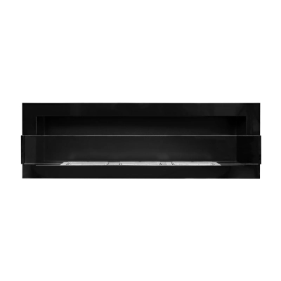Biokominek wiszący z szybą 1200x400 czarny połysk