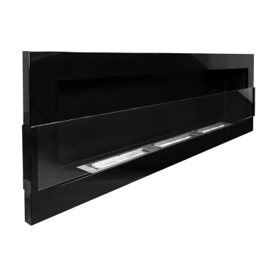 Biokominek wiszący z szybą 1200x400 czarny połysk