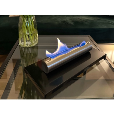 Biokominek Stainless Czarny Połysk 36x6x15cm