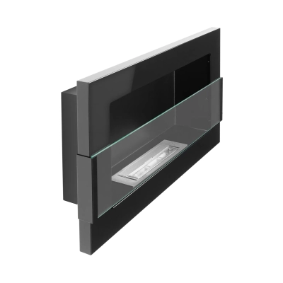 Biokominek wiszący z szybą  650x400 czarny połysk