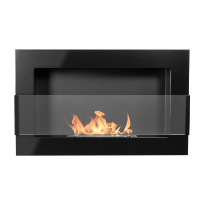 Biokominek wiszący z szybą  650x400 czarny połysk