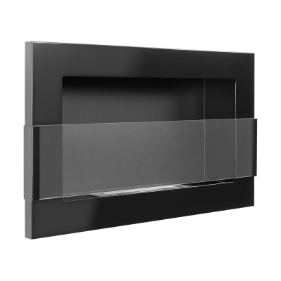 Biokominek wiszący z szybą  650x400 czarny połysk