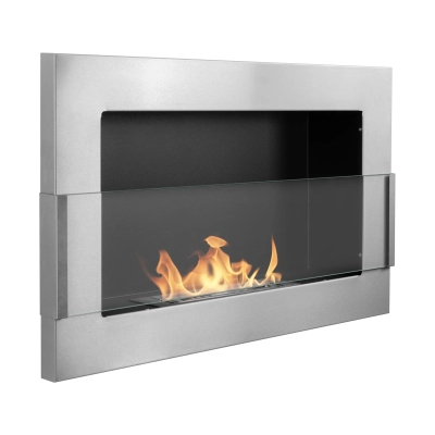 Biokominek wiszący z szybą  650x400 inox