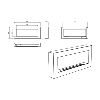 Biokominek wiszący 900x400 Box czarny strukturalny mat