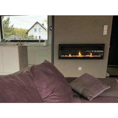 BIOKOMINEK 1200X400 czarny Strukturalny z  szybą