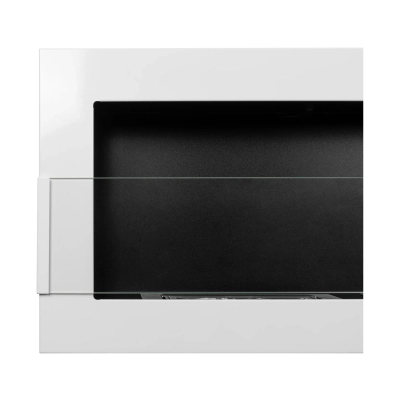 Biokominek wiszący 1200x400 biały połysk z szybą