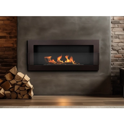 Biokominek wiszący z szybą 900x400 brąz