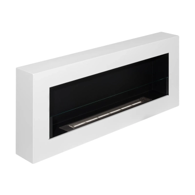 Biokominek wiszący z szybą 900x400 Box biały strukturalny mat