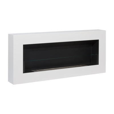 Biokominek wiszący z szybą 900x400 Box biały strukturalny mat