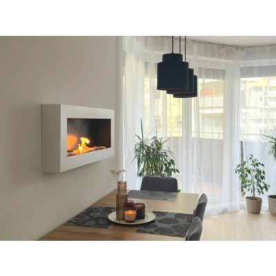 Biokominek wiszący 900x400 Box biały strukturalny mat