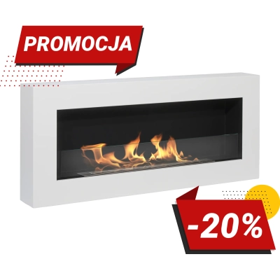 Biokominek wiszący z szybą 900x400 Box biały strukturalny mat