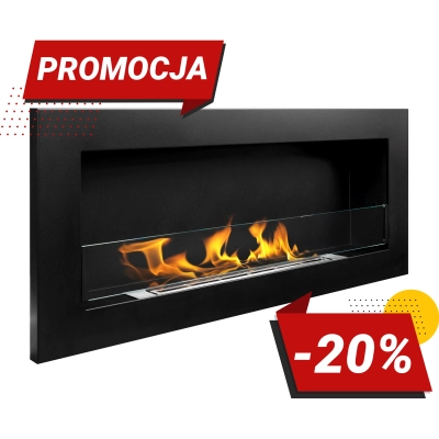 Biokominek 900x400 SLIM Czarny strukturalny z szybą 90x40x12cm