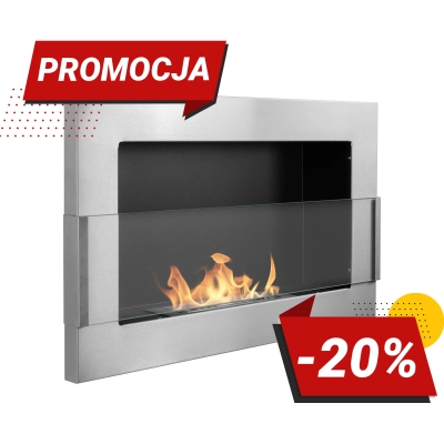 Biokominek wiszący z szybą  650x400 inox