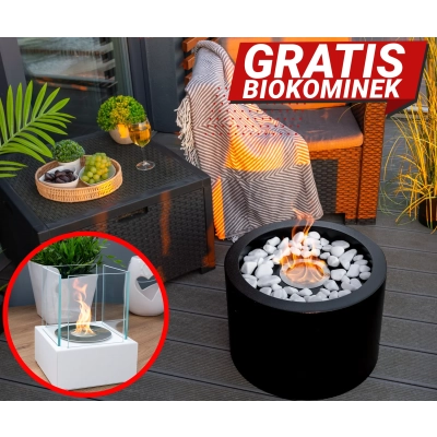 Biokominek  wolnostojący Moon czarny mat