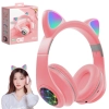 SŁUCHAWKI DLA DZIECI KOCIE USZY SKŁADANE BEZPRZEWODOWE BLUETOOTH 5.0 SD JACK LED RGB