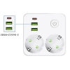 Gniazdo Zasilające 5-w-1 2x EU + 3x USB z Portem Type-C