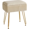 Taboret do makijażu, kwadratowy taboret z aksamitu, nowoczesny, wielofunkcyjny taboret do makijażu do sypialni, salonu, biura, złote nogi, 40 x 29,5 x