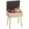 Taboret do makijażu, kwadratowy taboret z aksamitu, nowoczesny, wielofunkcyjny taboret do makijażu do sypialni, salonu, biura, złote nogi, 40 x 29,5 x