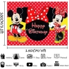 Tło Mickey Minnie, tło fotograficzne Mickey Minnie, Mickey zdjęcie tło dekoracja na przyjęcie urodzinowe kreskówka mysz tło motyw Minnie czerwone tło