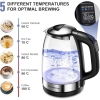 Bonsenkitchen Czajnik elektryczny o pojemności 1,7 l, 2200 W, elektryczny czajnik szklany z 4 ustawieniami temperatury (50,70, 80,90℃), ochrona