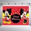 Tło Mickey Minnie, tło fotograficzne Mickey Minnie, Mickey zdjęcie tło dekoracja na przyjęcie urodzinowe kreskówka mysz tło motyw Minnie czerwone tło