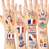 80 sztuk Letnich Igrzysk we Francji, Tymczasowe tatuaże dla kibiców Francji, Zestaw tatuaży z flagą Francji. Kocham Francję, Tatuaż dla Francji, Makij