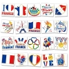 80 sztuk Letnich Igrzysk we Francji, Tymczasowe tatuaże dla kibiców Francji, Zestaw tatuaży z flagą Francji. Kocham Francję, Tatuaż dla Francji, Makij