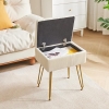 Taboret do makijażu, kwadratowy taboret z aksamitu, nowoczesny, wielofunkcyjny taboret do makijażu do sypialni, salonu, biura, złote nogi, 40 x 29,5 x