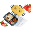 Zestaw Lunchbox śniadaniówka pojemnik na śniadanie obiad z przegródkami sztućce niebiesko-żółty