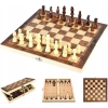 Szachy Drewniane Warcaby Backgammon 3W1 Zestaw Szachy Woody
