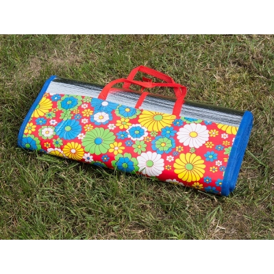 Mata plażowa słomiana termiczna zwijana 150x170