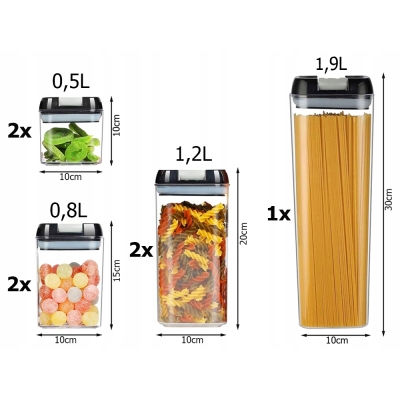 Pojemniki kuchenne na żywność do makaronu pojemnik z uszczelką zestaw 7 szt